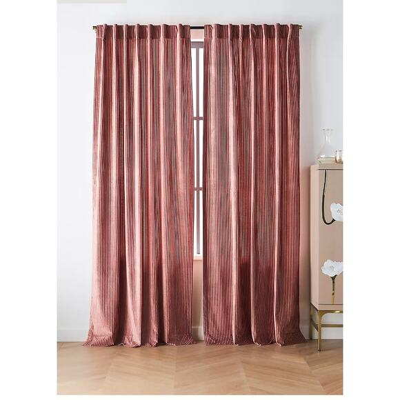 Anthropologie Fiora Ribbed Velvet Curtain 50 X 63 - Picture 1 of 5